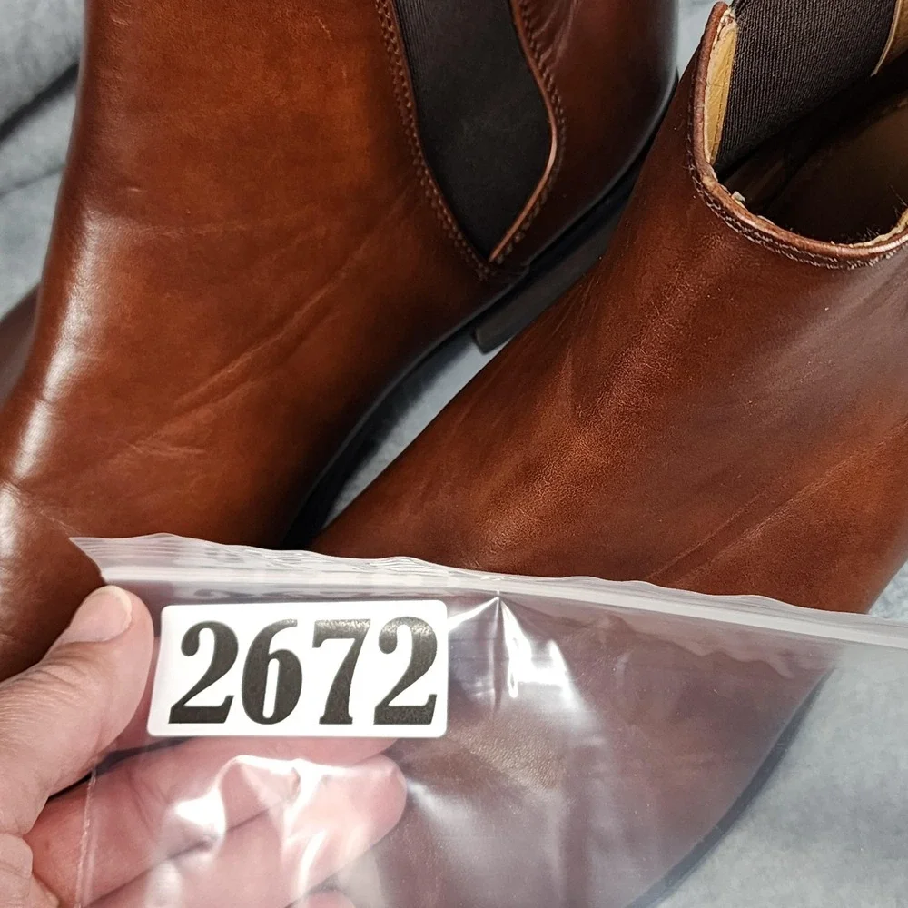 JXSN Chelsea Boots Mens Size 8.5 Brown Leather Pull On Ankle Dressy Office